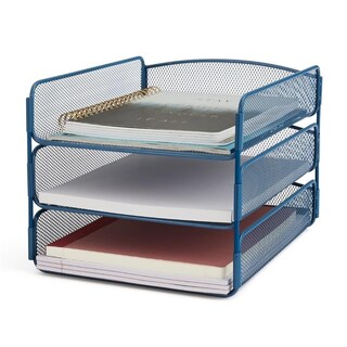 Foto 6 | Foto 6 | Organizador De Escritorio Safco Onyx Mesh, 3 Bandejas, Acero Azul - Venta Internacional.