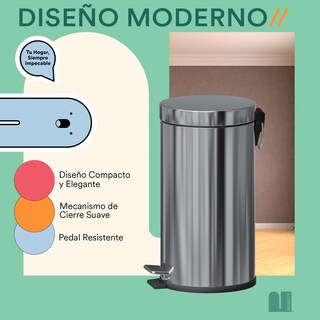 Foto 4 | Foto 4 | Bote De Basura Circular 30 L Mubson. Basurero Pubel