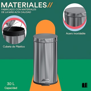 Foto 5 | Foto 5 | Bote De Basura Circular 30 L Mubson. Basurero Pubel