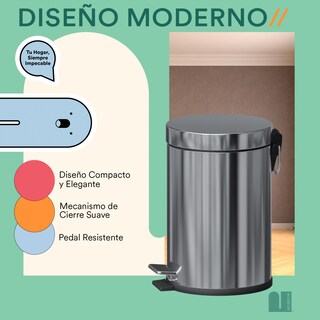 Foto 5 | Foto 5 | Bote De Basura Circular 20 L Mubson. Basurero Pubel