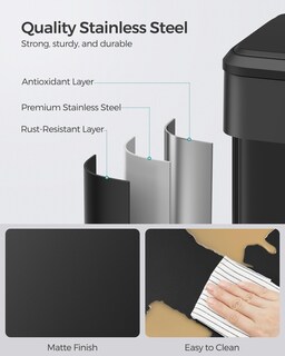 Foto 6 | Foto 6 | Cubo De Basura De Cocina Songmics De 40 Litros Con Tapa Y Pedal - Venta Internacional.