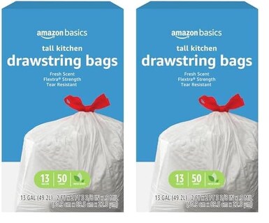 Foto 1 | Foto 1 | Bolsas De Basura Amazon Basics Flextra Tall Kitchen, 13 Galones, 50 Unidades, X2 - Venta Internacional.