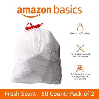 Foto 2 | Foto 2 | Bolsas De Basura Amazon Basics Flextra Tall Kitchen, 13 Galones, 50 Unidades, X2 - Venta Internacional.