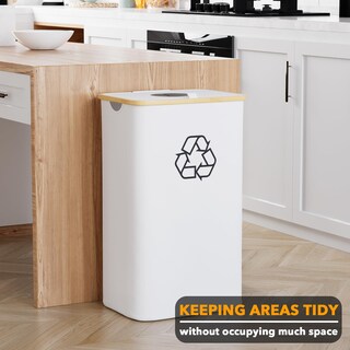 Foto 2 | Foto 2 | Papelera De Reciclaje Spaceaid De 100 Litros, 26 Galones, Con Tapa Y 2 Bolsas, Color Blanco - Venta Internacional.