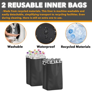 Foto 3 | Foto 3 | Papelera De Reciclaje Spaceaid De 100 Litros, 26 Galones, Con Tapa Y 2 Bolsas, Color Blanco - Venta Internacional.