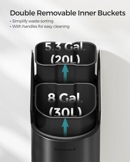 Foto 4 | Foto 4 | Cubo De Basura Songmics De 49 L Para Cocina Doble Con Tapas Laterales, Acero Inoxidable S - Venta Internacional.