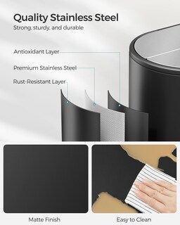 Foto 6 | Foto 6 | Cubo De Basura Songmics De 49 L Para Cocina Doble Con Tapas Laterales, Acero Inoxidable S - Venta Internacional.