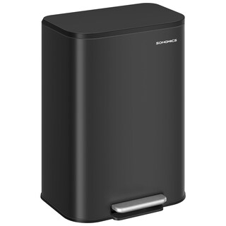 Foto 1 | Foto 1 | Bidón De Basura Songmics 50l De Acero Inoxidable Con Tapa De Tinta Negra Ultb - Venta Internacional.