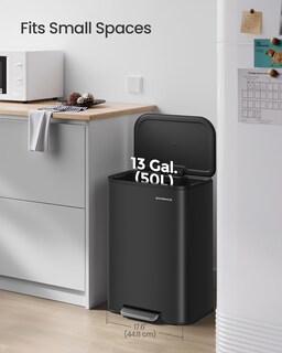 Foto 3 | Foto 3 | Bidón De Basura Songmics 50l De Acero Inoxidable Con Tapa De Tinta Negra Ultb - Venta Internacional.