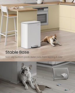 Foto 4 | Foto 4 | Bote De Basura Songmics De Acero Inoxidable De 50 Litros Con Tapa De Cierre Suave, Color Blanco - Venta Internacional.