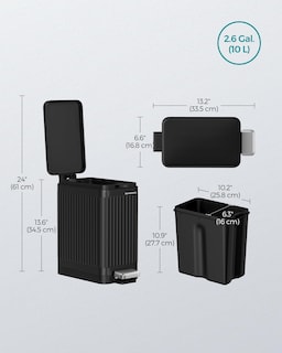 Foto 7 | Foto 7 | Bote De Basura Songmics De Acero Inoxidable De 10 Litros Con Tapa Para Baño - Venta Internacional.