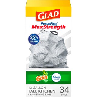 Foto 1 | Foto 1 | Bolsas De Basura Glad Forceflexplus Tall Kitchen, 13 L, 34 Unidades, Grises - Venta Internacional.
