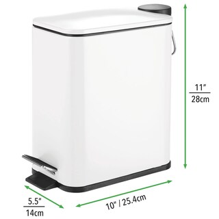 Foto 4 | Foto 4 | Bote De Basura Mdesign Slim Metal De 5 Litros Con Pedal Y Tapa Color Blanco - Venta Internacional.