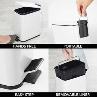 Foto 5 | Foto 5 | Bote De Basura Mdesign Slim Metal De 5 Litros Con Pedal Y Tapa Color Blanco - Venta Internacional.