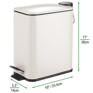 Foto 4 | Foto 4 | Pedal Bin Mdesign Rectangular De Metal De 5 Litros Con Tapa E Inserto De Plástico - Venta Internacional.