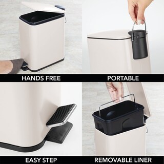 Foto 5 | Foto 5 | Pedal Bin Mdesign Rectangular De Metal De 5 Litros Con Tapa E Inserto De Plástico - Venta Internacional.