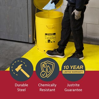 Foto 3 | Foto 3 | Bote De Basura Aceitosa Justrite De Acero Galvanizado De 6 Litros Con Tapa De Cierre Automático - Venta Internacional.