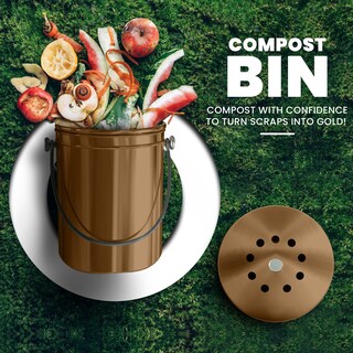Foto 2 | Foto 2 | Cubo De Abono Utopia Kitchen De 5 Litros Con Tapa Y Filtro De Carbón Color Bronce - Venta Internacional.