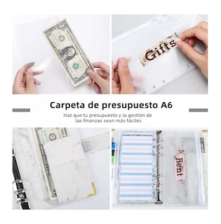 Foto 2 | Foto 2 | Carpeta A6 Belug color Blanco con Cremallera Organigastos Diseño Rayado