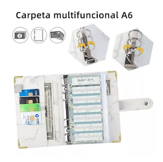 Foto 3 | Foto 3 | Carpeta A6 Belug color Blanco con Cremallera Organigastos Diseño Rayado