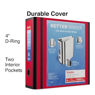 Foto 2 | Foto 2 | Binder Staples Better De 4 Pulgadas Y 3 Anillas Con Vista En Rojo - Venta Internacional.