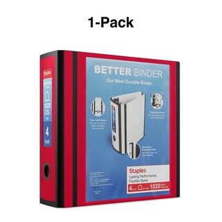 Foto 7 | Foto 7 | Binder Staples Better De 4 Pulgadas Y 3 Anillas Con Vista En Rojo - Venta Internacional.