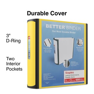 Foto 2 | Foto 2 | Binder Staples Better, 3 Anillas, 3 Pulgadas D, Color Amarillo (20245) - Venta Internacional.