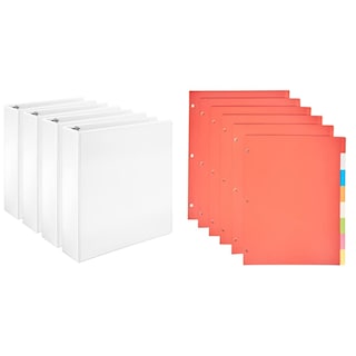Foto 1 | Foto 1 | Carpeta 3 Anillas 2'' Blanco Paquete 4 Separadores Plástico 8 Pestañas - Venta Internacional