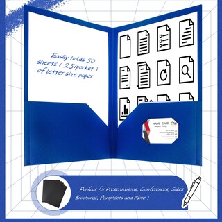 Foto 3 | Foto 3 | Paquete De 50 Carpetas De Plástico Patelai Con Bolsillo Tamaño Carta, Color Azul - Venta Internacional.