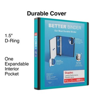 Foto 2 | Foto 2 | Binder Staples 651742, 3 Anillos, Mejor, 1.5 Pulgadas, Verde Azulado - Venta Internacional.