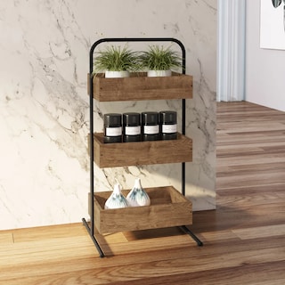 Foto 4 | Foto 4 | Organizador Multifuncional Color Negro Y Madera Con 3 Módulos De Madera Industrial Y Estructura Metálica De Acero