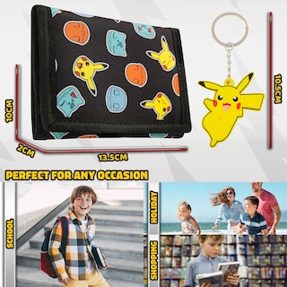 Foto 5 | Foto 5 | Set De Cartera Y Llavero Pokémon Trifold Para Niños - Venta Internacional.