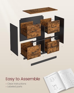 Foto 5 | Foto 5 | Archivador Vasagle De 4 Cajones Con Cerradura Para A4 Y Letter Rustic - Venta Internacional.