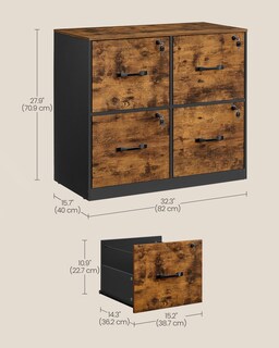 Foto 6 | Foto 6 | Archivador Vasagle De 4 Cajones Con Cerradura Para A4 Y Letter Rustic - Venta Internacional.