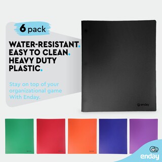 Foto 4 | Foto 4 | Carpeta Enday De Plástico Con Bolsillos Y Puntas, 6 Unidades, Color Negro - Venta Internacional.