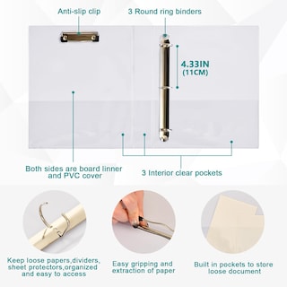 Foto 3 | Foto 3 | Carpeta Con Portapapeles Wamika Anillo Redondo Teñido 4 Cm 200 Hojas - Venta Internacional.