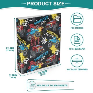 Foto 4 | Foto 4 | Carpeta Con Anillas Wamika Monster Truck Color Negro 4 Cm 200 Hojas - Venta Internacional.