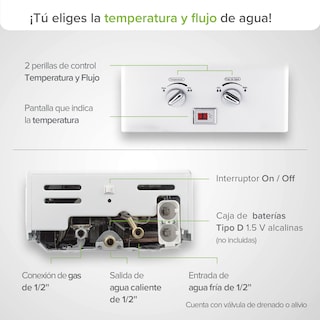 Foto 4 | Foto 4 | Calentador De Agua Instantáneo 3.5 Servicios Gas NAT Avera C16lnat Blanco