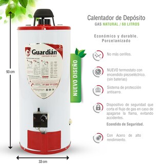 Foto 3 | Foto 3 | Calentador de Agua de Depósito Guardián GA-DEP-060GN-01 de Gas Natural 60L 2.5 Servicios