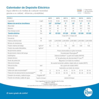 Foto 8 | Foto 8 | Calentador de Agua de Depósito Eléctrico Rheem 89VP15/415529 color Gris 57 Litros 220 V 1.5 Servicios