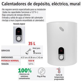 Foto 4 | Foto 4 | Calentador De Depósito Eléctrico Iusa 35 L, Mural