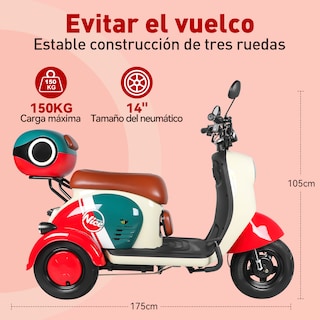 Foto 6 | Foto 6 | Moto Bici Eléctrica 3 Ruedas Honey Whale V1 Roja