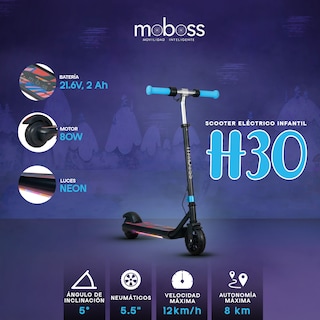 Foto 7 | Foto 7 | Scooter Eléctrico Infantil Moboss H30 Max Azul 15 Km/h