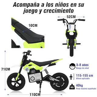 Foto 7 | Foto 7 | Mini Moto Cross Infantil Electrica Honey Whale Bdq- 6988 Verde