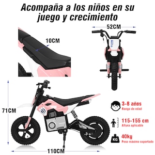 Foto 7 | Foto 7 | Mini Moto Cross Infantil Electrica Honey Whale Bdq- 6988 Rosa