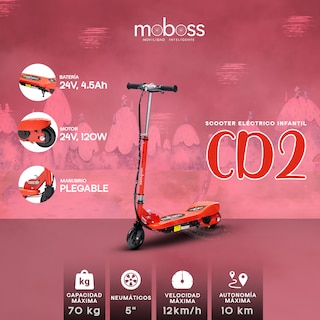 Foto 4 | Foto 4 | Scooter Eléctrico Infantil Plegable Moboss Cd2 Rojo
