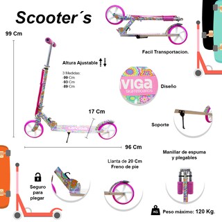 Foto 2 | Foto 2 | Scooter Plegable Patín Juvenil Diseño Flores Color Rosa