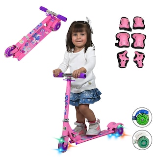 Foto 3 | Foto 3 | Patín del Diablo Infantil Guevara Sports Rosa Plegable y Ajustable con 3 Ruedas y Luz Led para Niñas y Niños
