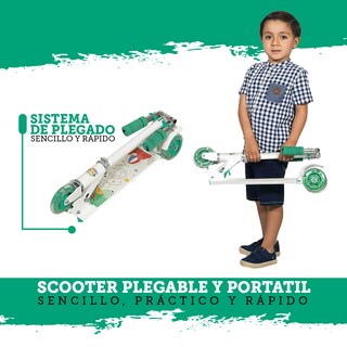 Foto 4 | Foto 4 | Patín del Diablo Infantil Guevara Sports Blanco Plegable y Ajustable con 3 Ruedas y Luz Led para Niños