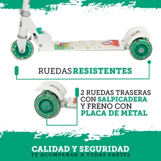 Foto 5 | Foto 5 | Patín del Diablo Infantil Guevara Sports Blanco Plegable y Ajustable con 3 Ruedas y Luz Led para Niños